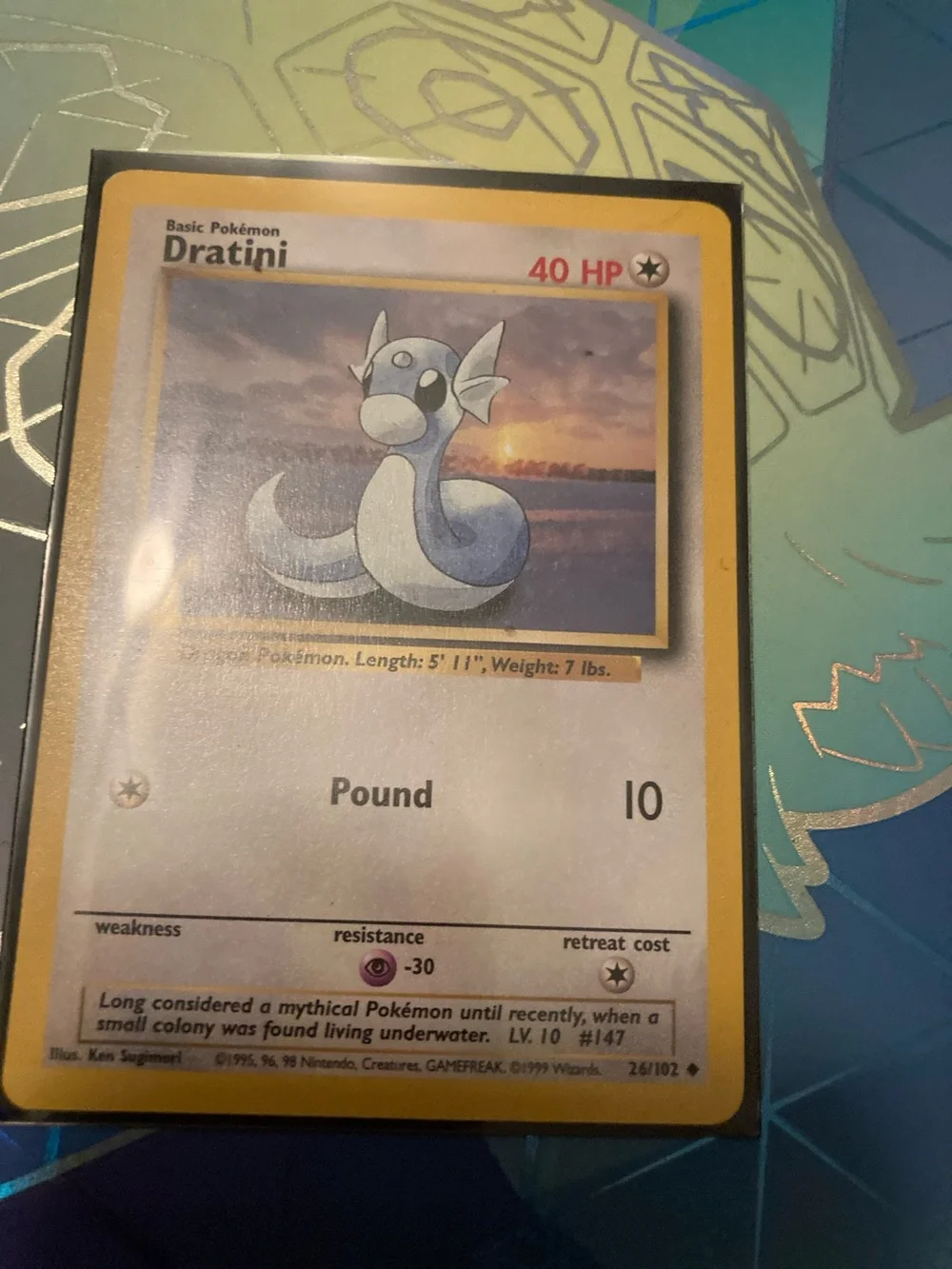 Pokemon Dratini Trading Card - Blue and Yellow